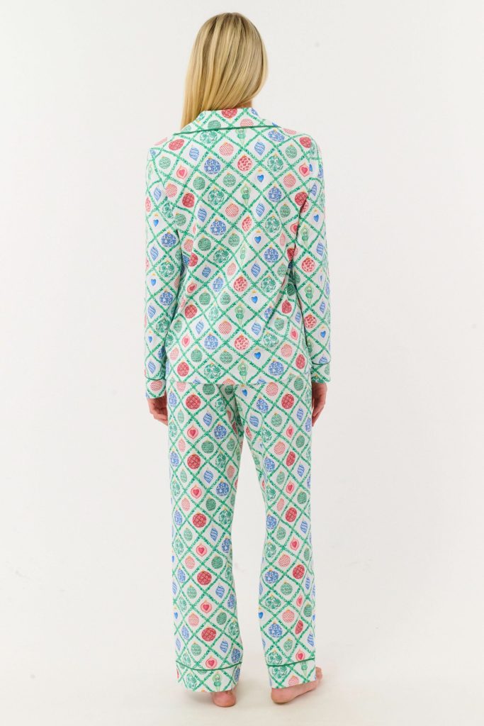Ornament Trellis Long Sleeve Polo Pajamas